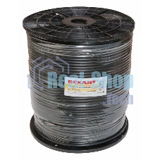 Кабель коаксиальный Rexant RG-6U+Cu, 75 Ом, Cu/Al/Cu, 64%, бухта 305 м, черный OUTDOOR