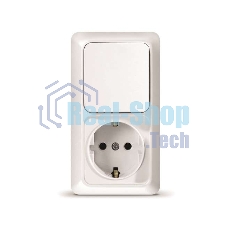 Блок ОП Олимп 1-кл. вык.+ роз. с заземл. верт. бел. UNIVersal О0038