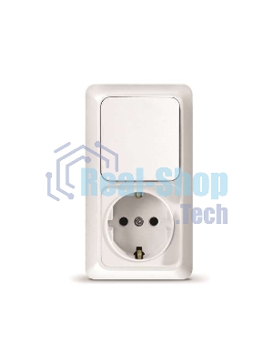 Блок ОП Олимп 1-кл. вык.+ роз. с заземл. верт. бел. UNIVersal О0038