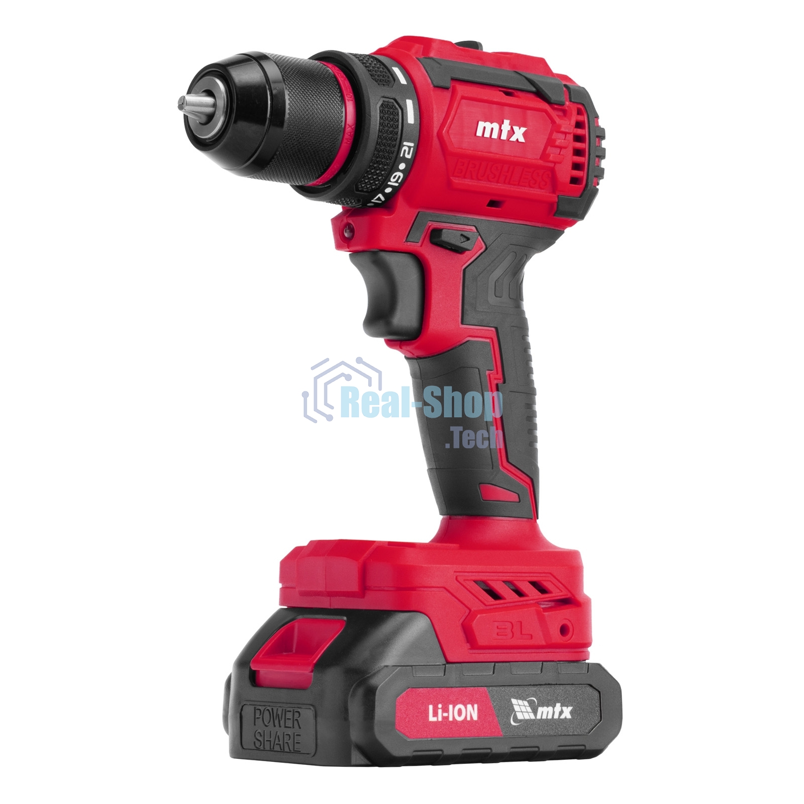 Дрель-шуруповерт MTX CDS-BL-20, 20 В, 2 Ач, 50 Нм, бесщеточный