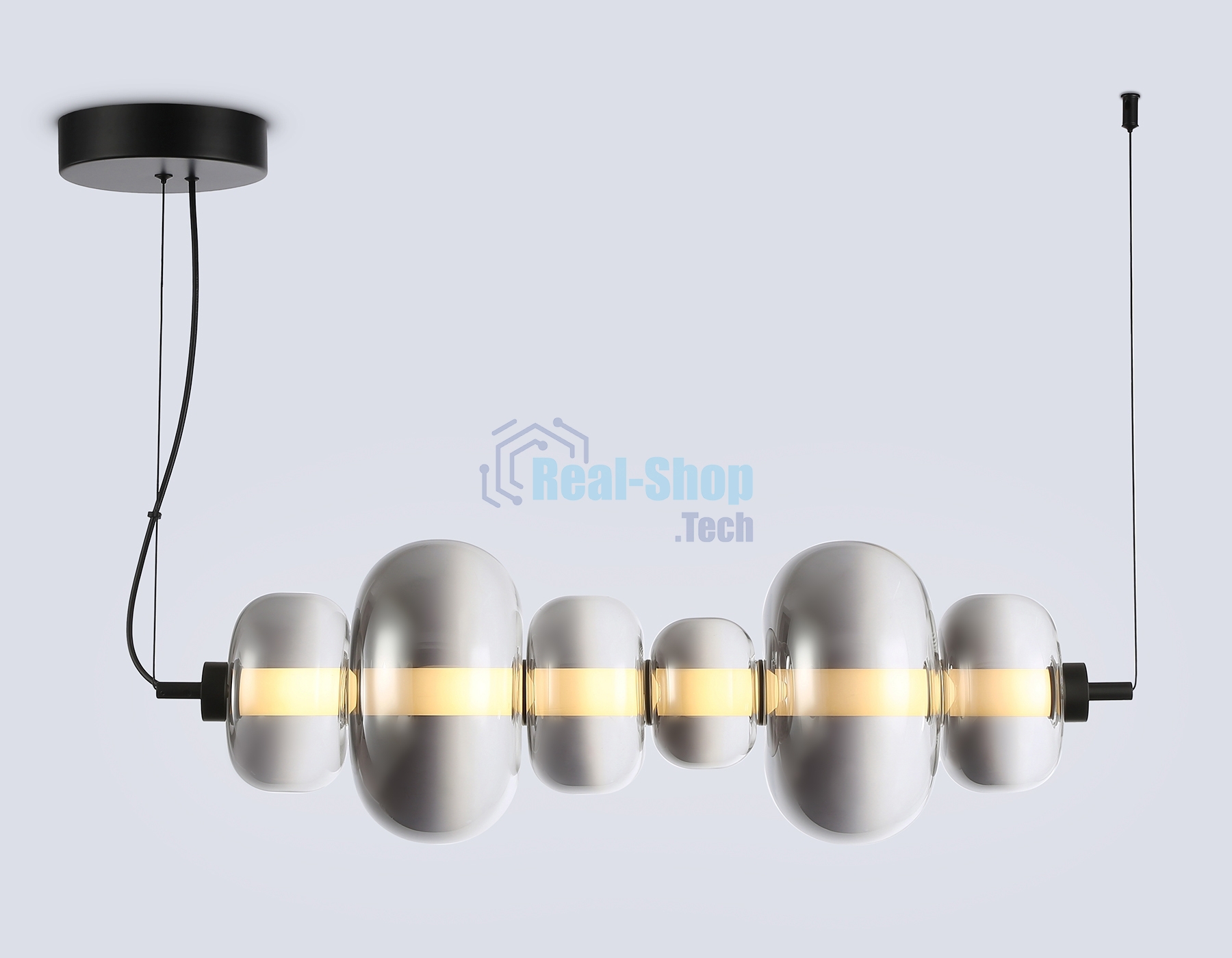Подвесной светодиодный светильник Ambrella light LH11072 BK/SM черный/дымчатый 36W 3000K 745*230*230