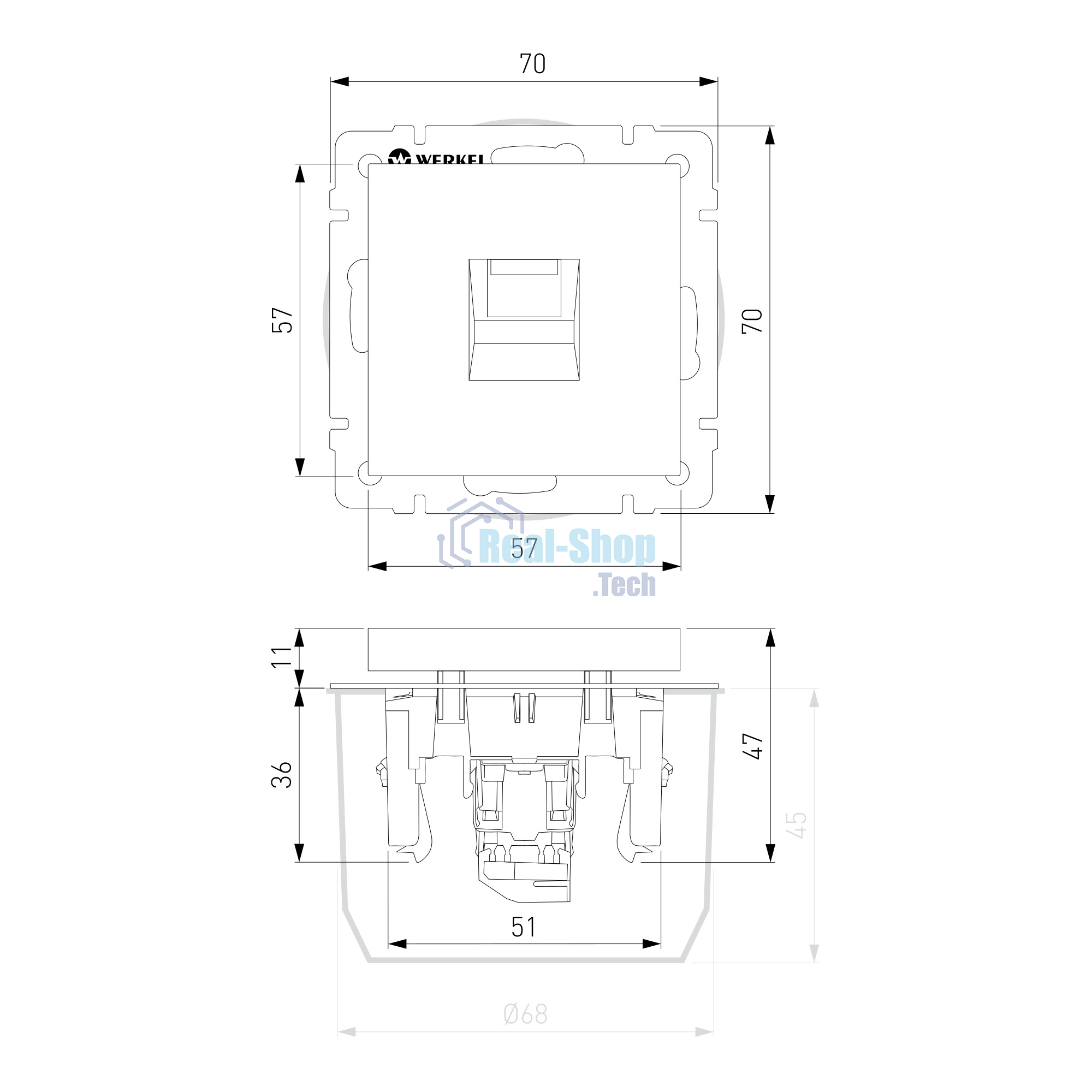 Розетка Ethernet RJ-45 (слоновая кость)