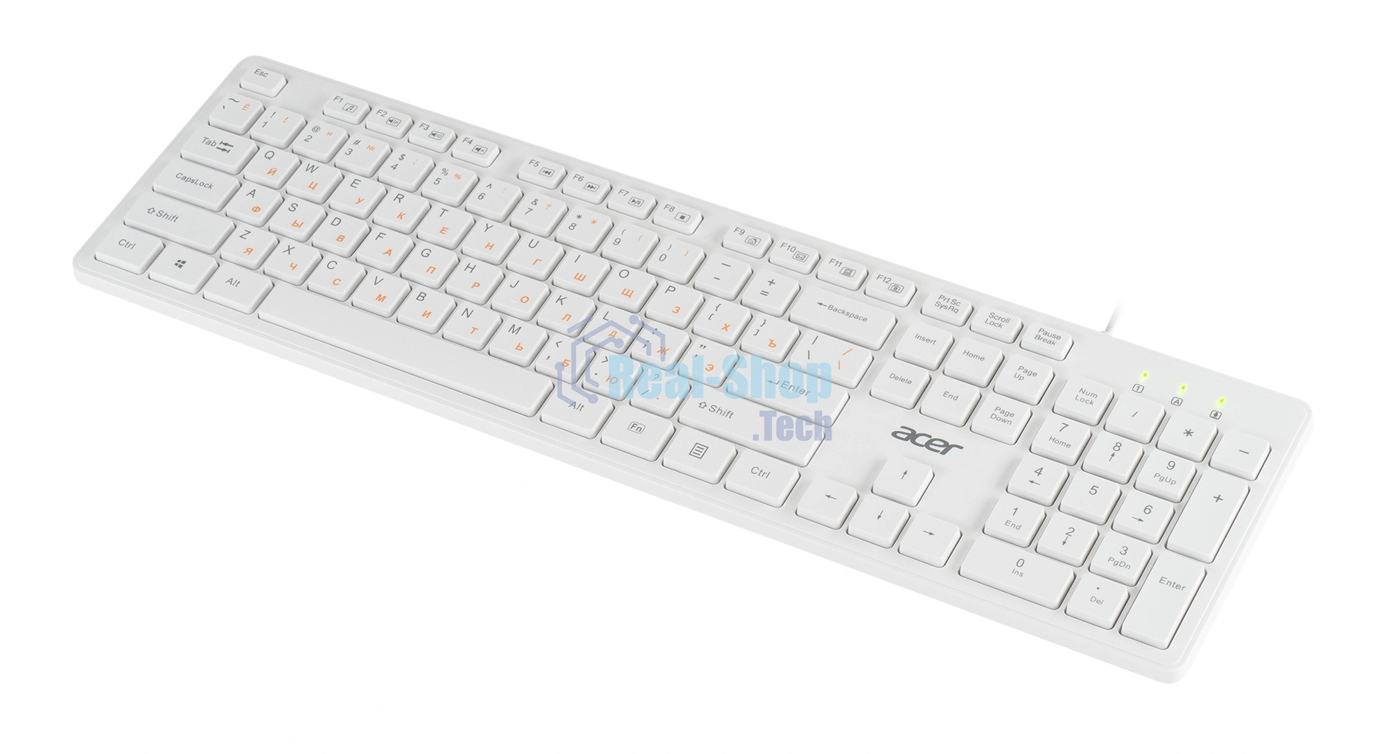 Клавиатура проводная Acer OKW123, USB, белый