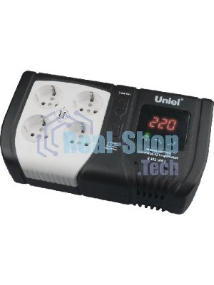 Стабилизатор напряжения Uniel (9621) U-ARS-500/1 серия Standard - Expert 500 ВА(Однофазный электронны(релейный)стабилизатор,цифровой дисплей,номинальная мощность 0,5кВА,диапазон входного напряжения 145-280В,выходное напряжение 220+/-10%В,частота 50/60Гц,т