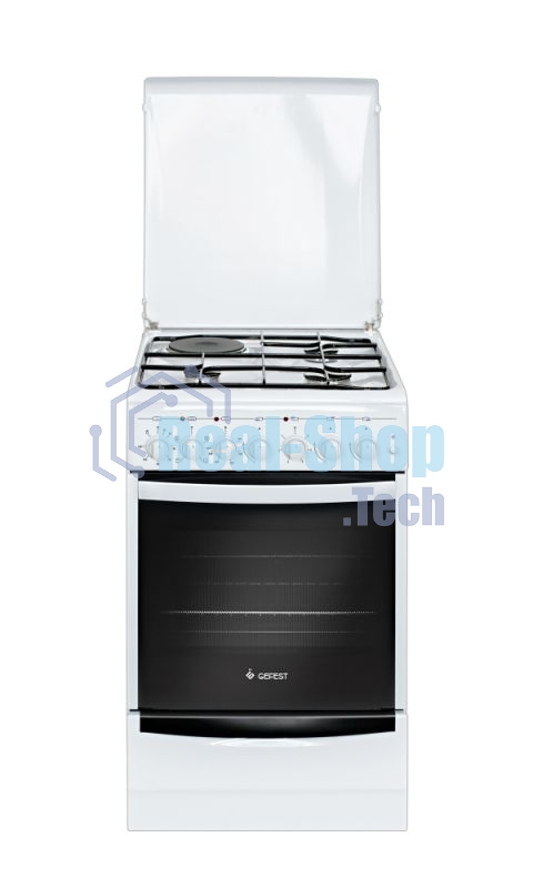 Плита комбинированная Gefest ПГЭ 5112-02 белый, конфорок 3 газовых и 1 электрическая, духовка 55 л, 50 см x 85 см x 58.5 см