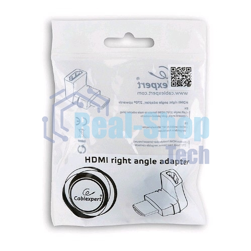 Переходник HDMI-HDMI Cablexpert A-HDMI270-FML, 19F/19M, угловой соединитель 270 градусов, золотые разъемы, пакет
