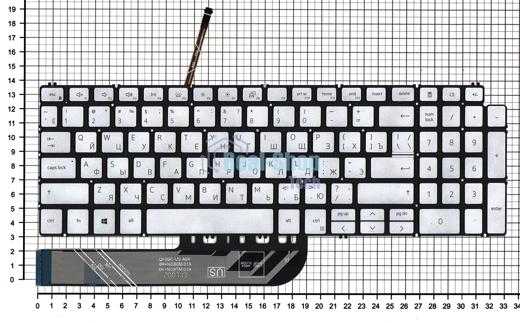 Клавиатура для ноутбука Dell Inspiron 5584 серебристая