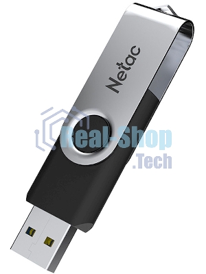 Флешка USB Netac U505 (NT03U505N-016G-20BK), 16Gb, USB 2.0, R/W 70/30, черный/серебристый