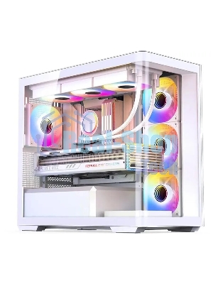 Корпус без блока питания JONSBO D300, Mini-Tower, TG, no fan, 2xUSB-A 3.2 + 1xUSB-C 3.2, mATX, mITX White