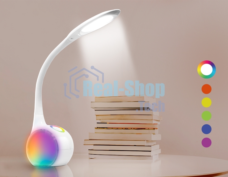 Светодиодная настольная лампа с RGB подсветкой Ambrella light DE532 WH белый LED 4200K+RGB 7.5W