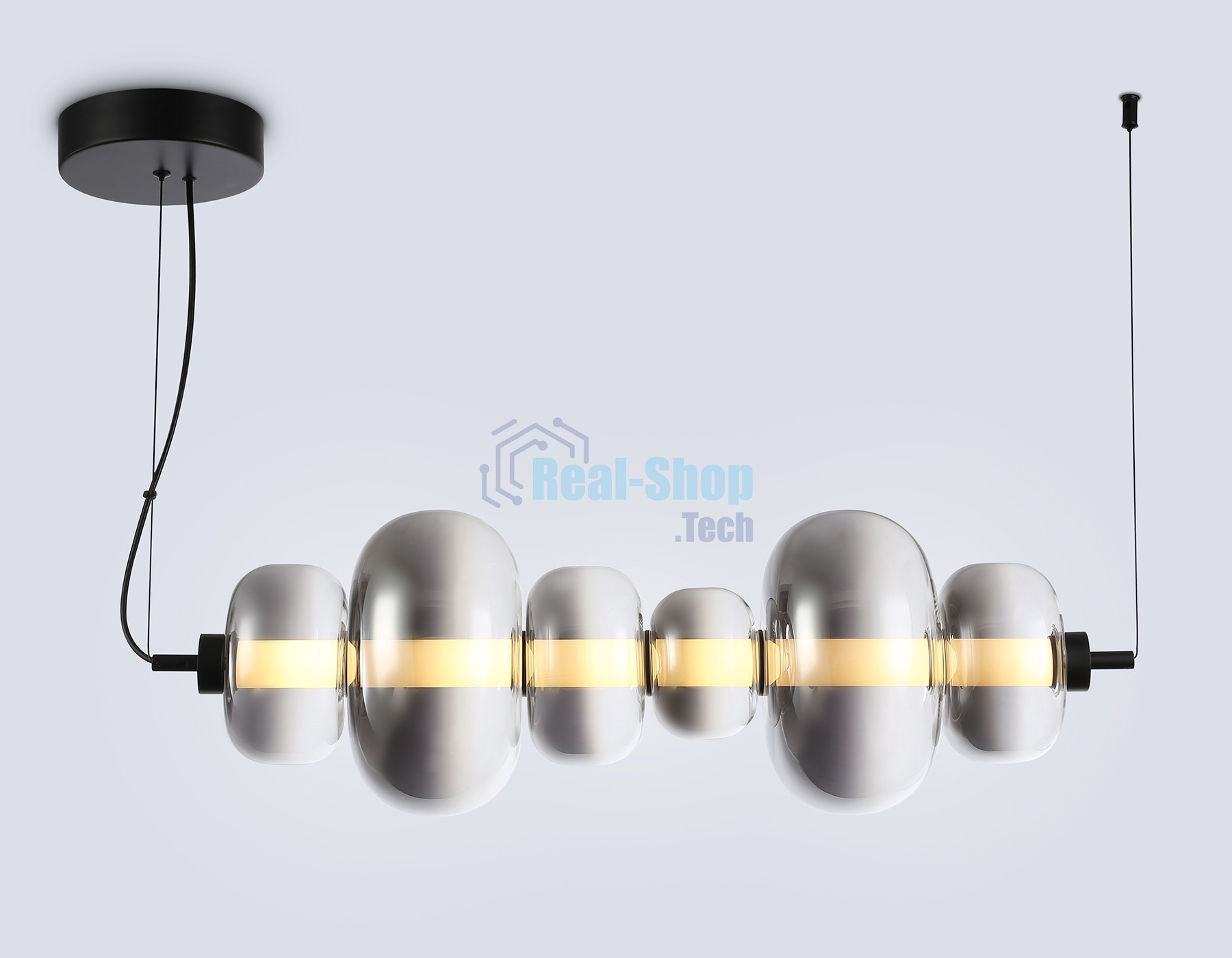 Подвесной светодиодный светильник Ambrella light LH11072 BK/SM черный/дымчатый 36W 3000K 745*230*230