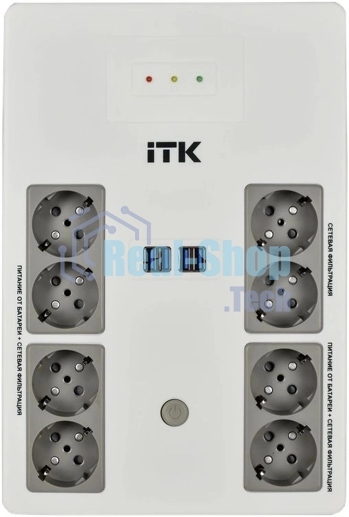 Источник бесперебойного питания ITK Electra EST8-600VA-1-001-L / 600 ВА / 360 Вт / 8 x CEE 7 (евророзетка)
