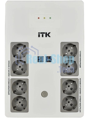 Источник бесперебойного питания ITK Electra EST8-600VA-1-001-L / 600 ВА / 360 Вт / 8 x CEE 7 (евророзетка)