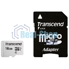 Флеш карта Micro SecureDigital 16Gb TranscendTS16GUSD300S-A MicroSDHC Class 10 UHS-I, SD adapter