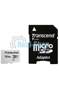 Флеш карта Micro SecureDigital 16Gb TranscendTS16GUSD300S-A MicroSDHC Class 10 UHS-I, SD adapter