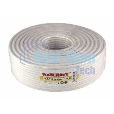 Кабель коаксиальный Rexant RG-6U+Cu, 75 Ом, Cu/Al/Cu, 64%, бухта 100 м, белый