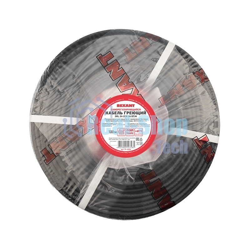 Кабель греющий саморегулирующийся Rexant экранированный SRL 24-2CR (24 Вт/1 м),100 м