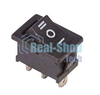 Выключатель клавишный Rexant 250V 6А (3с) ON-OFF-ON черный с нейтралью Mini