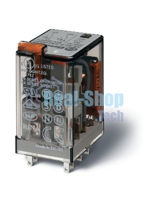 Реле миниатюрное универсальное электромеханич. монтаж в розетку 2CO 10А AgNi 230В AC RTI опции: кнопка тест + мех. индикатор FINDER 553282300040