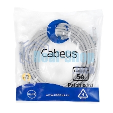 Шнур коммутационный Cabeus, кат. 5е, неэкр., U/UTP, RJ45/RJ45, LSZH, AWG24 10м, серый
