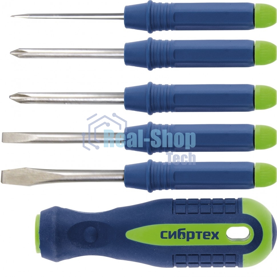 Отвертка Сибртех со сменными насадками, 5 предметов, CrV