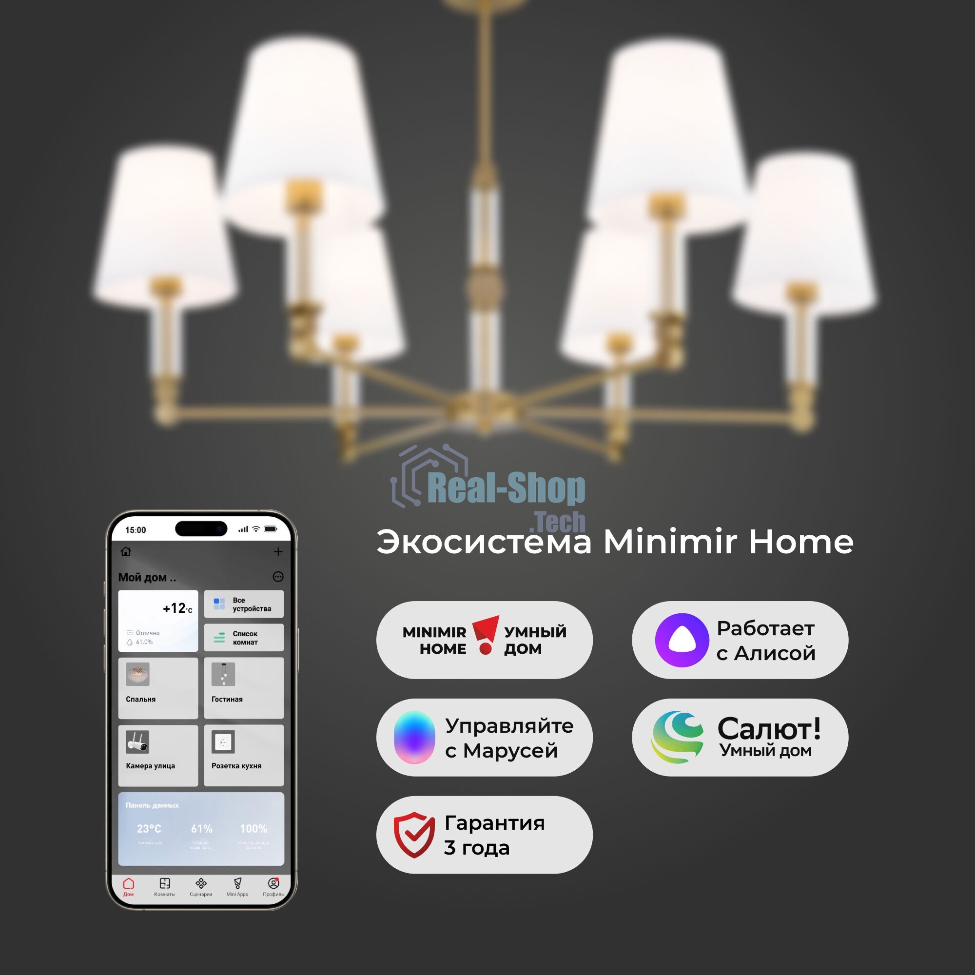 60162/6/ потолочный светильник/ латунь Smart