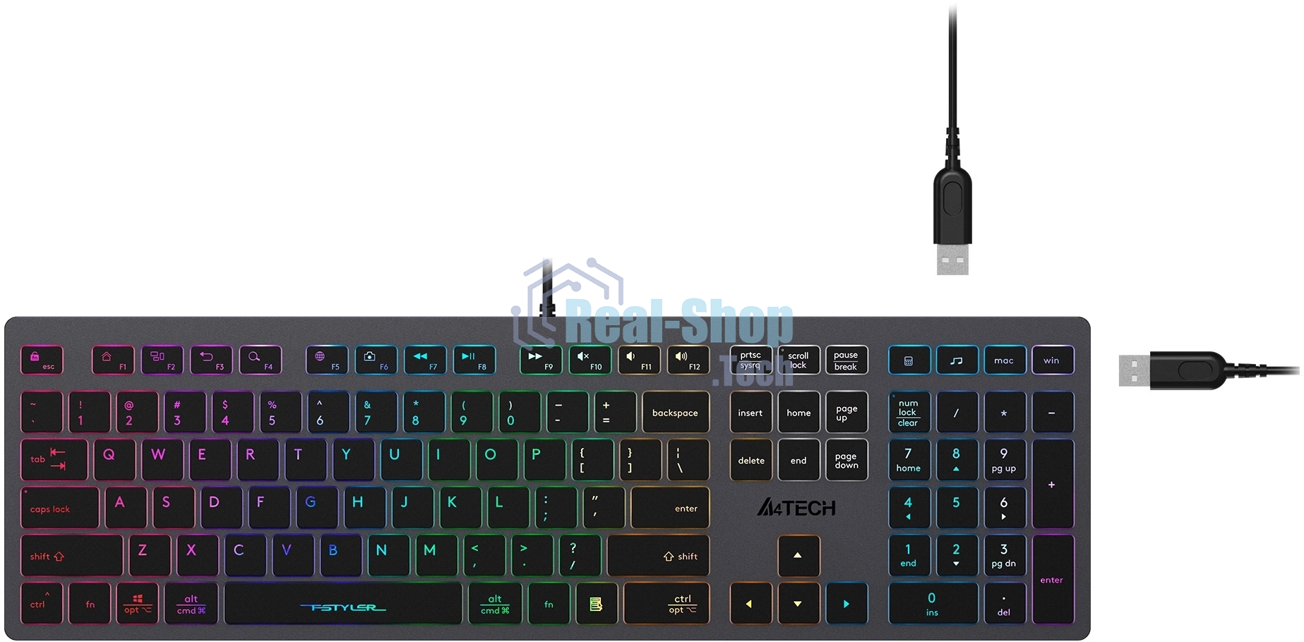Клавиатура A4Tech Fstyler FX60H проводная, USB Type-A, серый