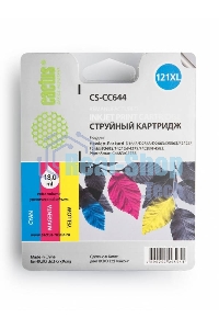 Картридж струйный Cactus CS-CC644 №121XL трехцветный (18 мл.) для HP DJ D1663/D2500/D2563/D2663/D5563/F2423/F2493/F4213/F4275/F4280/F4283/F4583/PS C4683/C4783