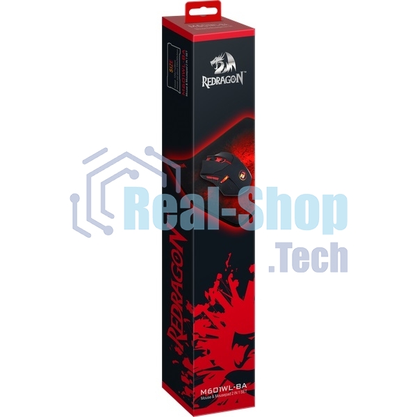 Мышь беспроводная + коврик Defender Redragon M601WL-BA черный, 2400 dpi, радиоканал, USB, кнопки - 6