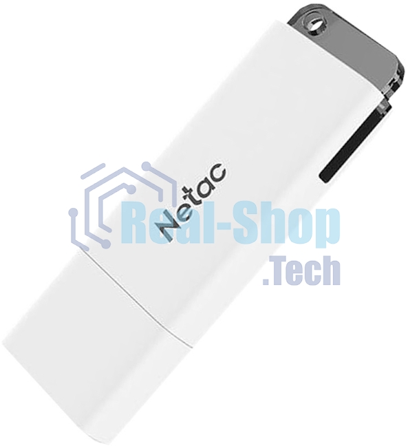 Флешка USB Netac U185, 64Gb, USB 2.0, NT03U185N-064G-20WH, с колпачком, пластиковая белая