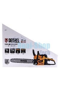 Пила цепная бензиновая Denzel DS-5218, шина 45 см, 52см3, 3 л.с., шаг 0,325, паз 1,5 мм, 72 зв