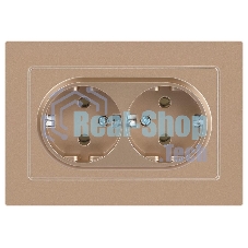 Розетка Intro Accent 6-205-04 2X2P+E Schuko, 16А-250В, IP20, СУ, AL/CU, шампань | Б0063492 | Intro