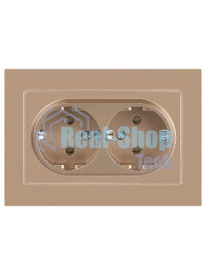 Розетка Intro Accent 6-205-04 2X2P+E Schuko, 16А-250В, IP20, СУ, AL/CU, шампань | Б0063492 | Intro