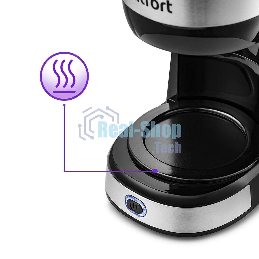 Кофеварка капельная Kitfort КТ-730 черный/серебристый, исп. кофе - молотый, 0,6 л, 750 Вт.