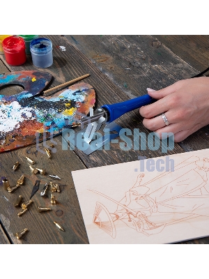 Набор паяльник-выжигатель Rexant/19 насадок/ПРОФИ 220V/30 Вт/ZD-972A