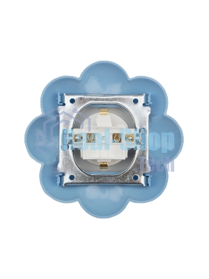 Розетка одноместная Kranz HAPPY Цветок скрытой установки, с заземлением и защитными шторками, белая/голубая