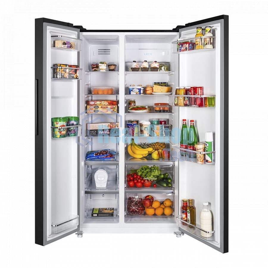 Холодильник Maunfeld MFF177NFSB черный глянц. двухкамерный 263/170л морозилка сбоку, No Frost, Side by Side