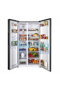 Холодильник Maunfeld MFF177NFSB черный глянц. двухкамерный 263/170л морозилка сбоку, No Frost, Side by Side