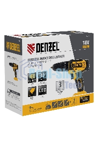 Дрель-шуруповерт аккумуляторная Denzel CID-18-0, 18В, Без АКБ и ЗУ, Ударная, Кейс