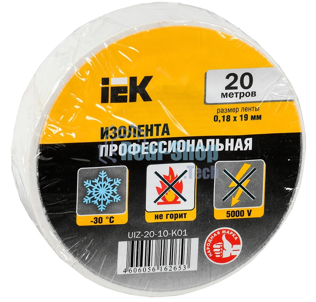 Изолента Iek UIZ-20-10-K01 0,18х19 мм белая 20 метров ИЭК