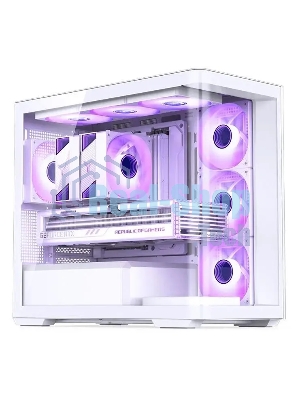 Корпус без блока питания JONSBO D300, Mini-Tower, TG, no fan, 2xUSB-A 3.2 + 1xUSB-C 3.2, mATX, mITX White