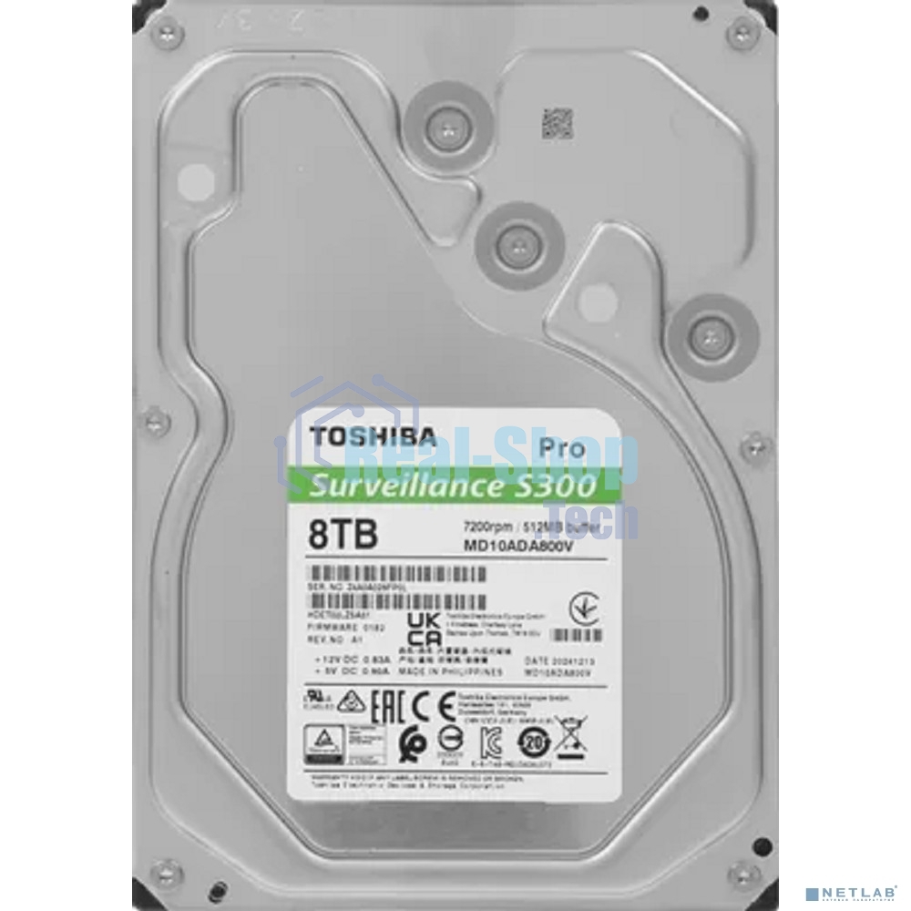 Жесткий диск Toshiba SATA-III 8TB MD10ADA800V Surveillance S300 Pro (7200rpm) 512Mb 3.5