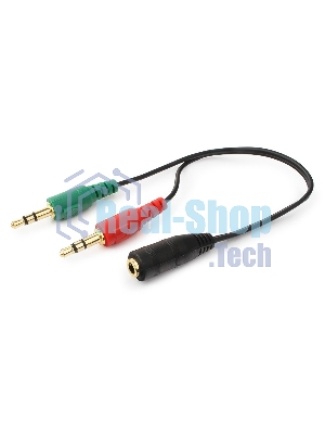 Кабель аудио сигнала Cablexpert, Jack3.5 нушники + 3.5 микрофон-> Jack3.5 4pin, длина 20 см, черный