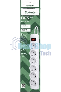 Сетевой фильтр Defender DFS 153 3 м, белый, 6 розеток