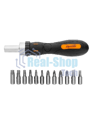 Отвертка реверсивная с набором бит, CrV, 12 шт. Sparta