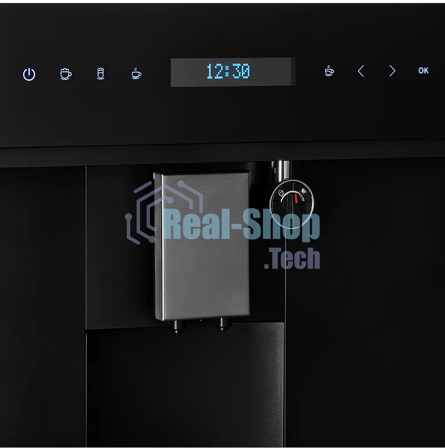 Автоматическая кофемашина Kuppersberg KCM 182 Black коллекция High-Tech,управление сенсорное,максимальное давление 20 бар,емкость для воды 1.8л, есть капучинатор,приготовление кофе автоматическое, материал панели стекло, черный