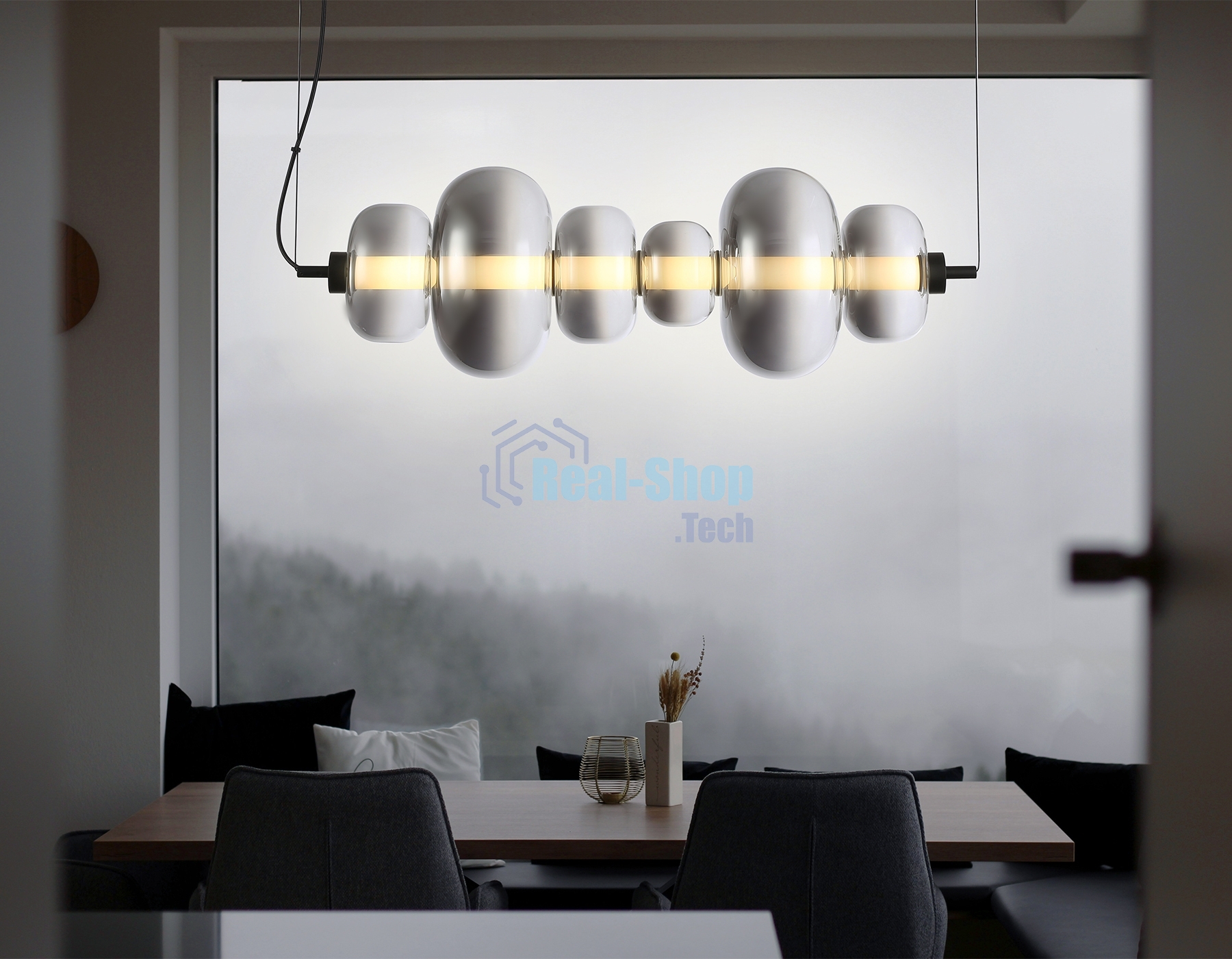Подвесной светодиодный светильник Ambrella light LH11072 BK/SM черный/дымчатый 36W 3000K 745*230*230