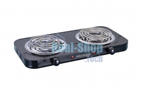 Плита настольная электрическая Willmark НS-215Т (2 спир конф.*145 mm/1000Вт.,150*1500Вт, нерж сталь, черный)