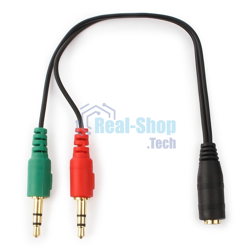Кабель аудио сигнала Cablexpert, Jack3.5 нушники + 3.5 микрофон-> Jack3.5 4pin, длина 20 см, черный