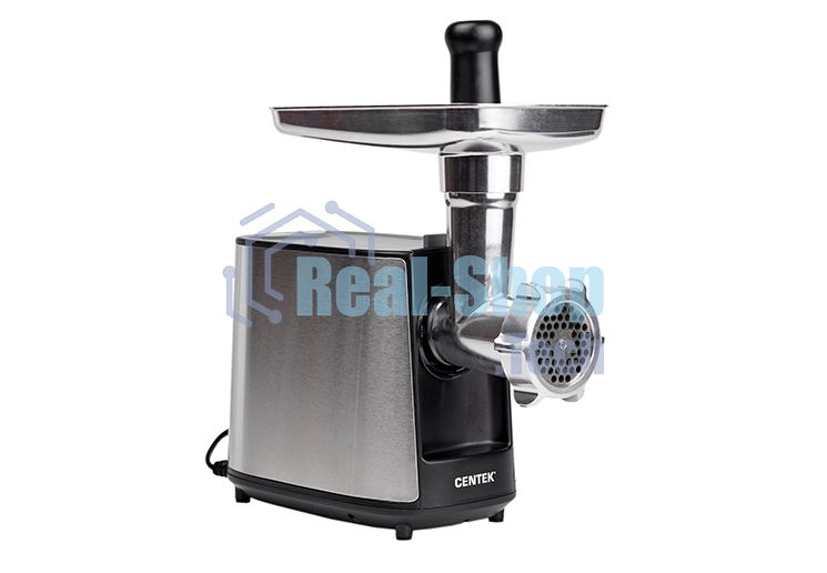 Мясорубка электрическая Centek CT-1617 серый, 2000 Вт, 2.0 кг/мин, реверс, защита от перегрузки, металлический лоток, насадки - 4